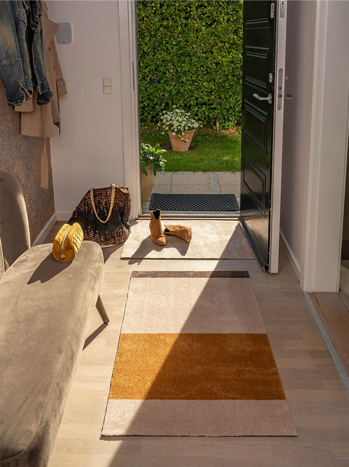 Stripes Horizontal matta ivory/dijon/brun, 200x90 cm