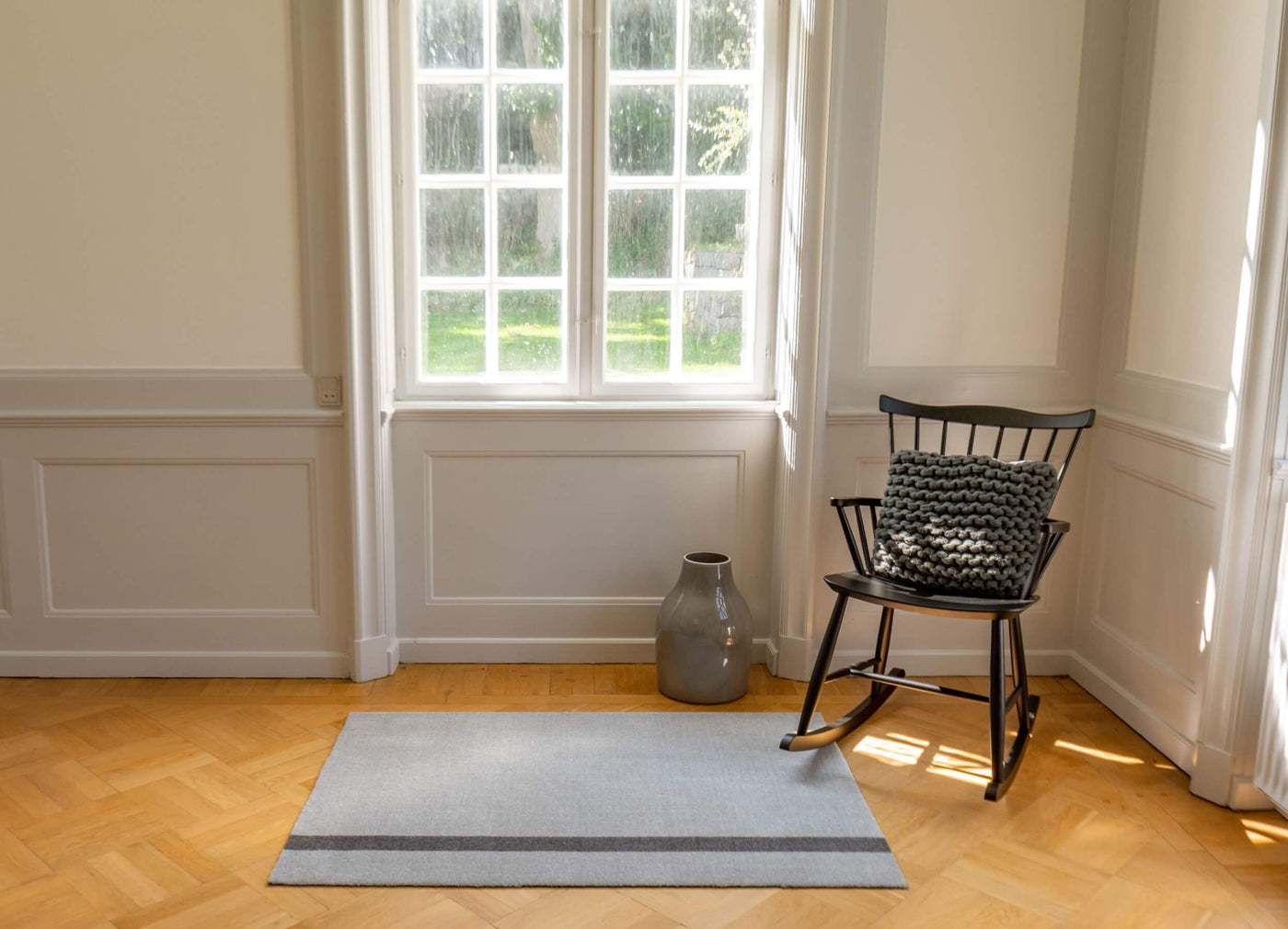 Stripes Vertical matta ljusgrå/stålgrå, 200x90 cm