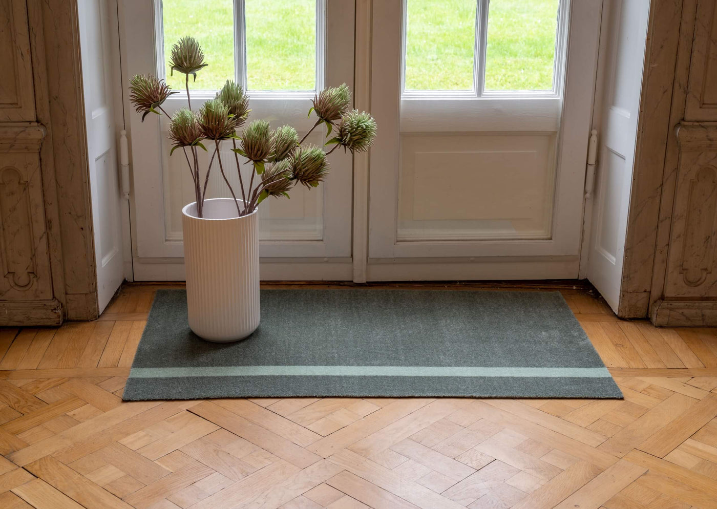 Stripes Vertical matta ljusgrön/dämpad grön, 200x90 cm