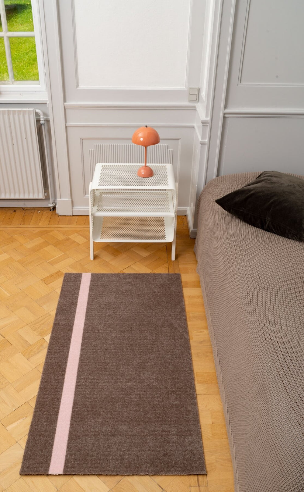 Stripes Vertical matta sand/ljusrosa, 200x90 cm