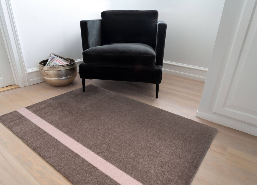 Stripes Vertical matta sand/ljusrosa, 200x90 cm