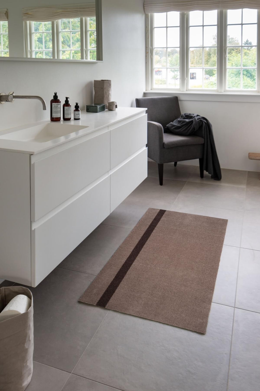 Stripes Vertical matta sand/brun, 200x90 cm