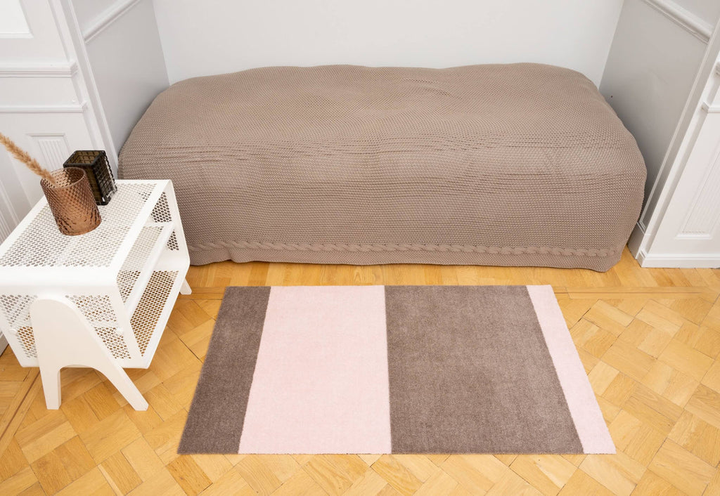 Stripes Horizontal matta sand/ljusrosa, 200x90 cm