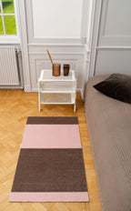 Stripes Horizontal matta sand/ljusrosa, 200x90 cm