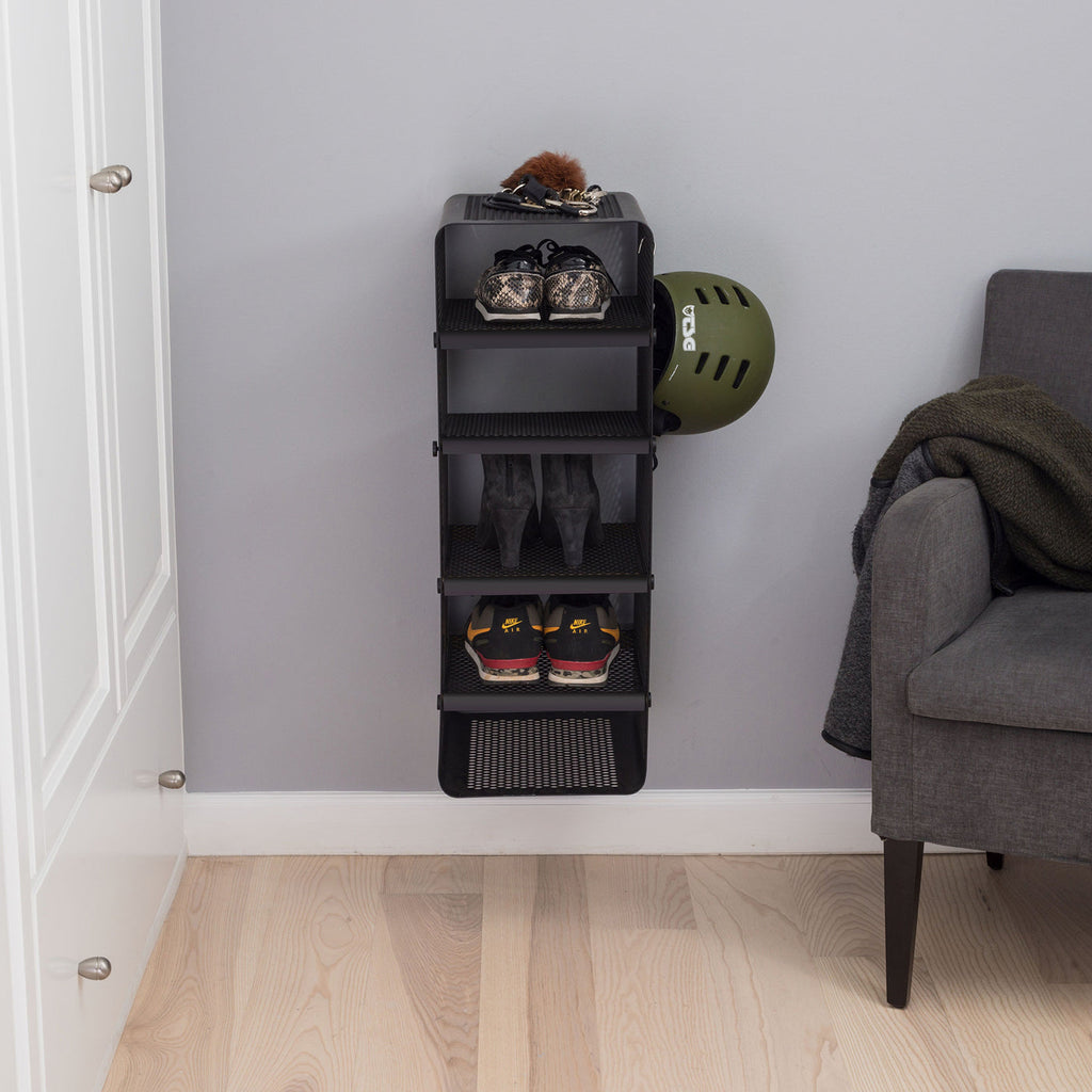 Rack väggmonterad hylla Dot svart, 27x35x75 cm