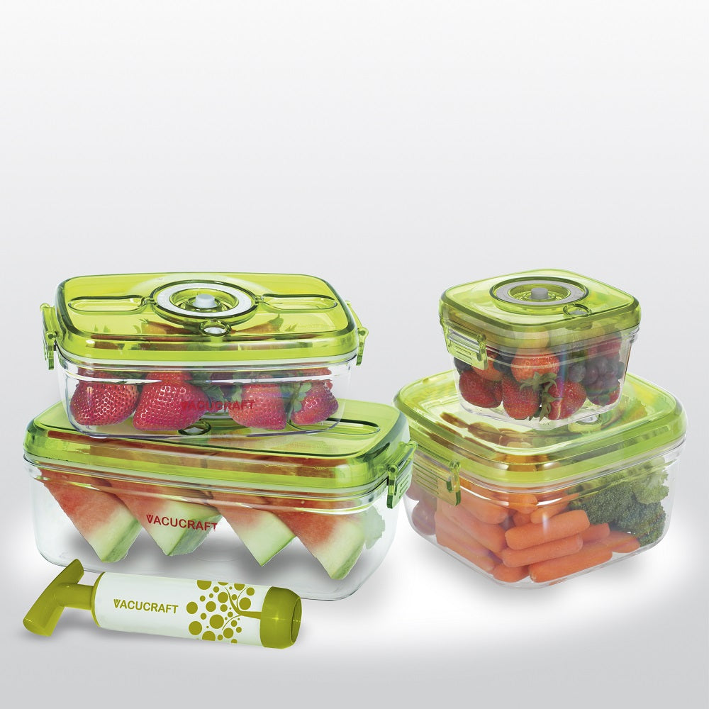 Vacucraft Förvaringsburkar med Pump, 4 delar