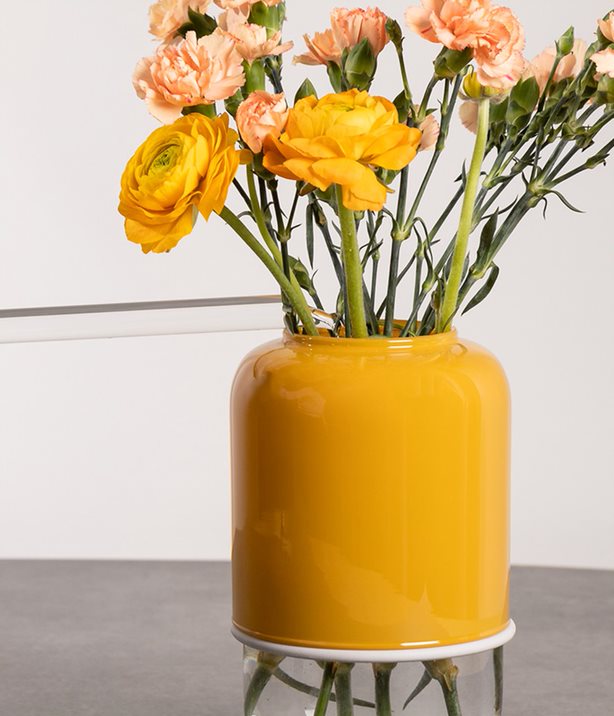 Capsule vas, klar/senap