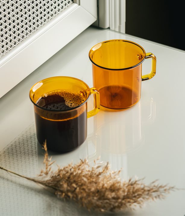 Glasmugg i borosilikatglas 6-pack, Amber 3,5 dl