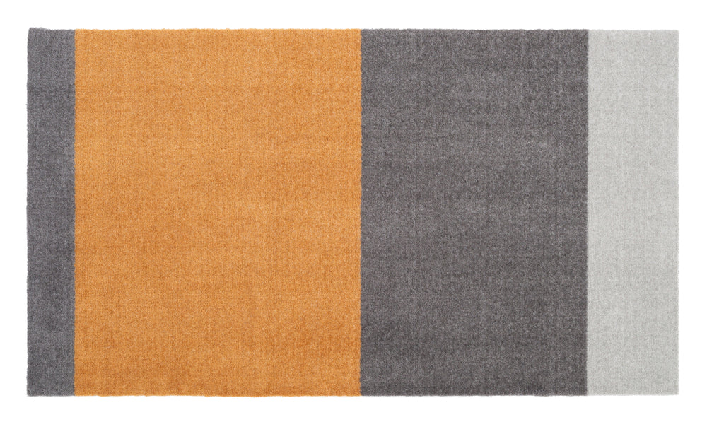 Stripes Horizontal matta ljusgrå/stålgrå/dijon, 200x90 cm