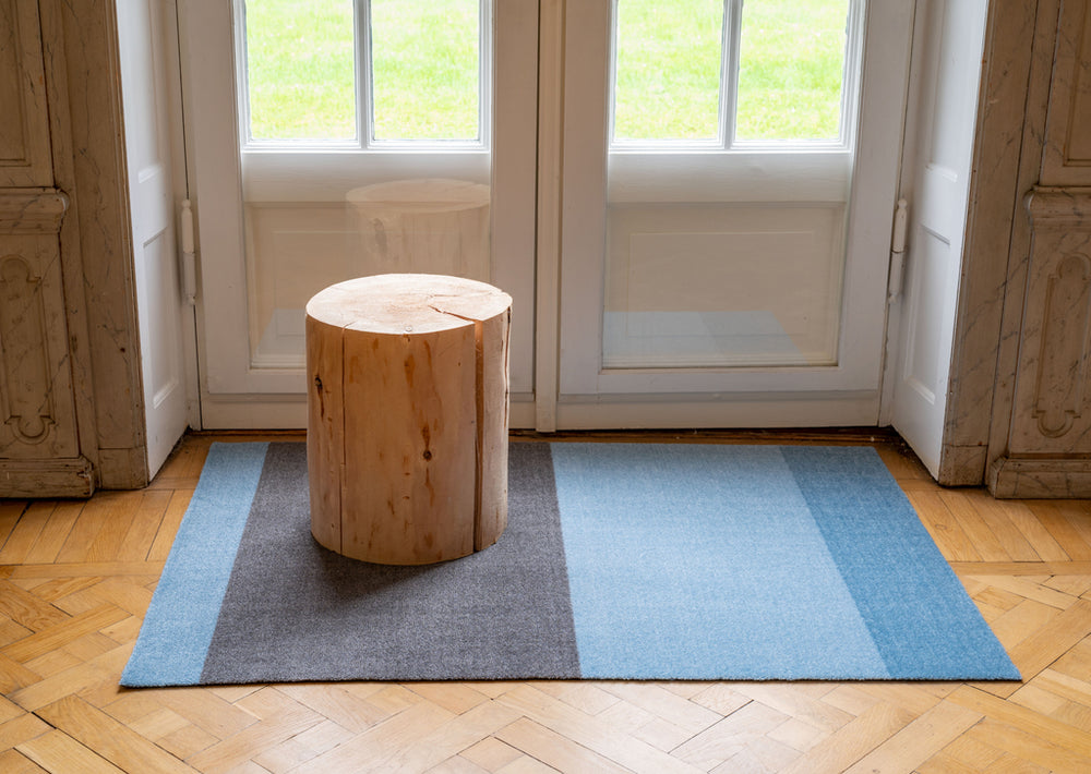 Stripes Horizontal matta ljusblå/dämpad blå/stålgrå, 200x90 cm