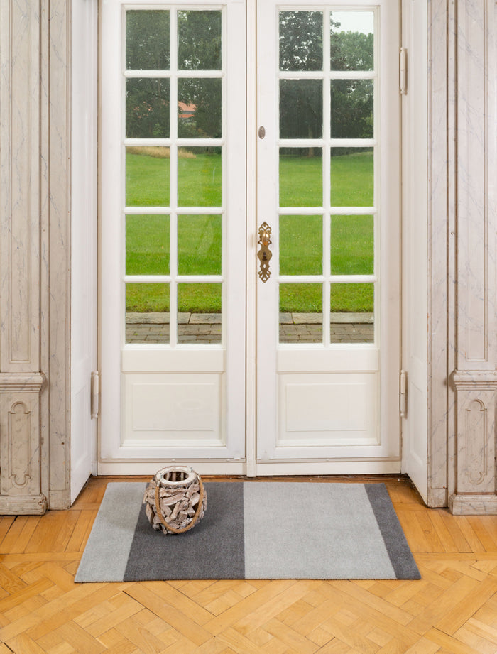 Stripes Horizontal matta stålgrå/ljusgrå, 200x90 cm