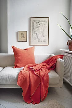 Evy vävd filt 130x190 cm, Tomato