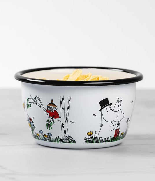 Moomin emaljskål 3 dl, Happy Family 4 - PACK