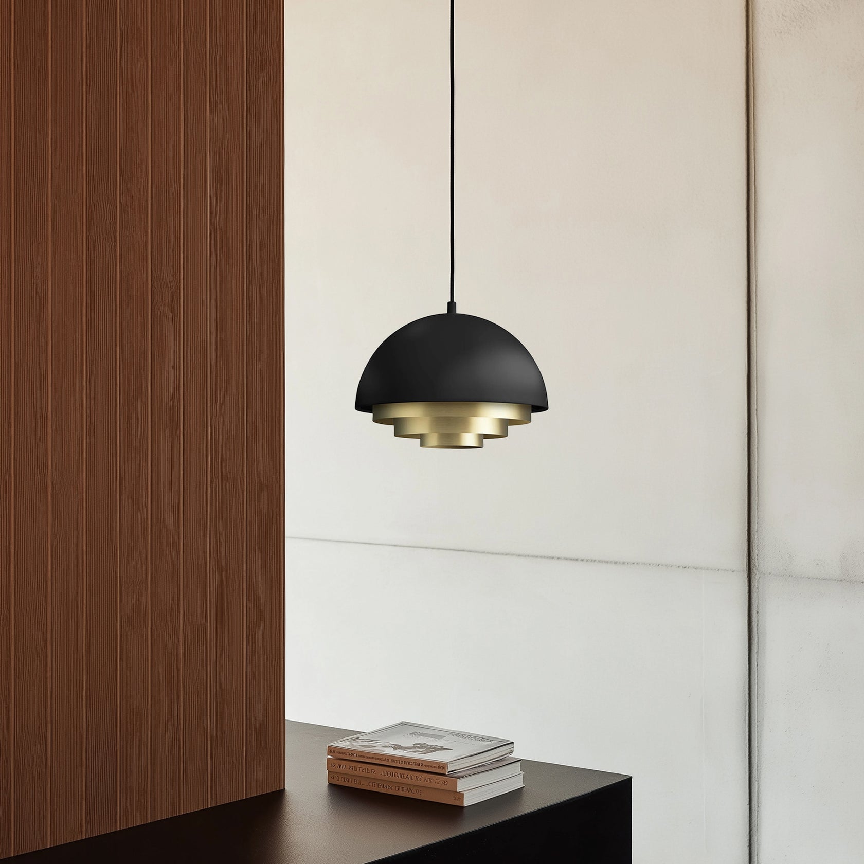 Milieu Colour Mini Taklampa, Matt Black & Brass