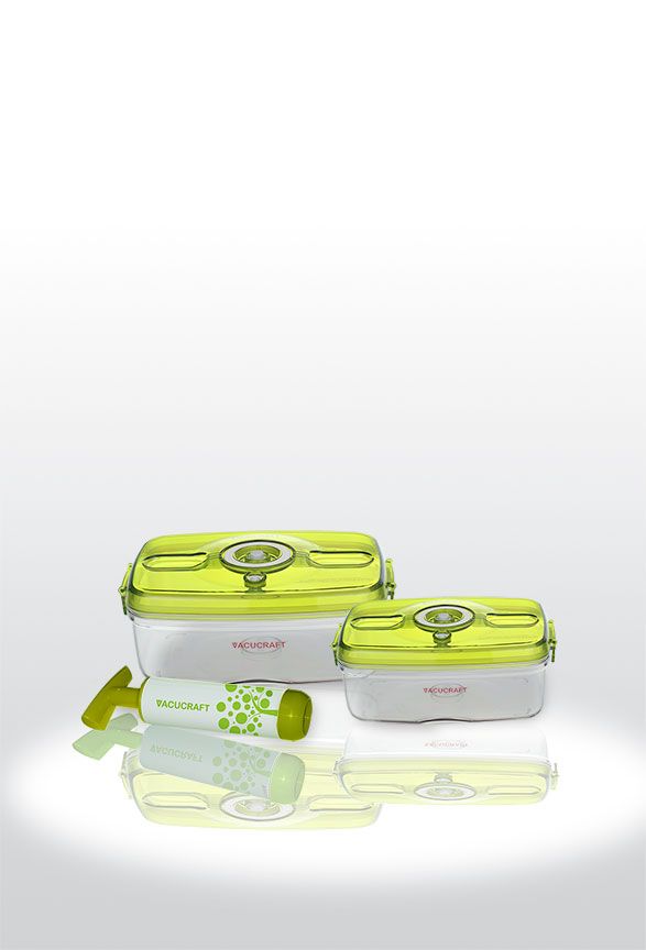 Vacucraft Förvaringsburkar med Pump, 2 delar