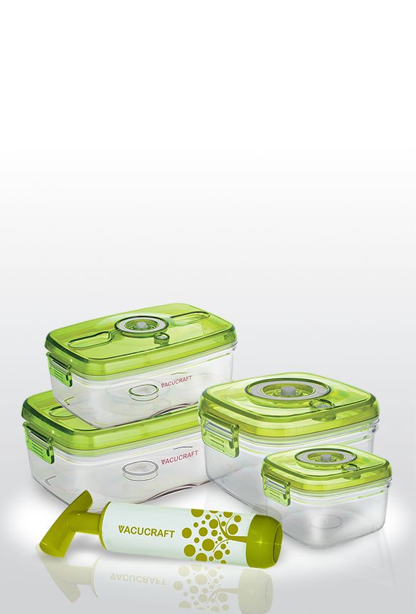 Vacucraft Förvaringsburkar med Pump, 4 delar