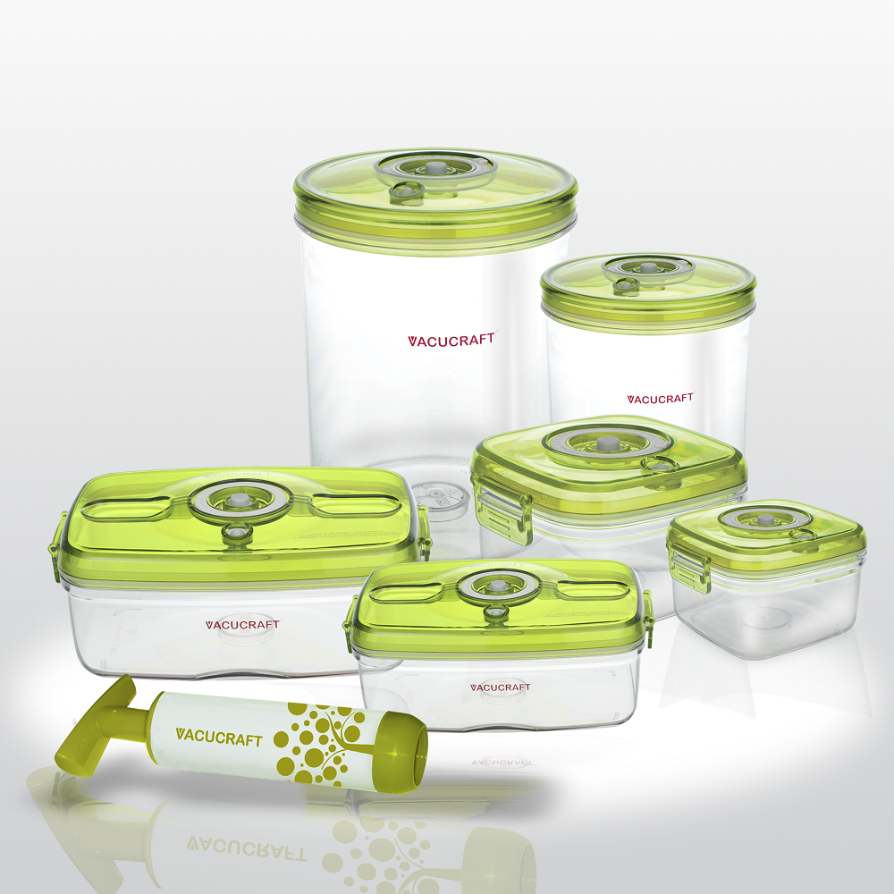 Vacucraft Förvaringsburkar med Pump, 6 delar