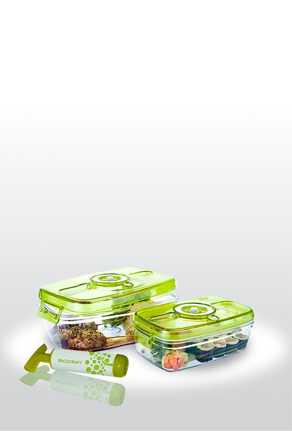 Vacucraft Förvaringsburkar med Pump, 2 delar