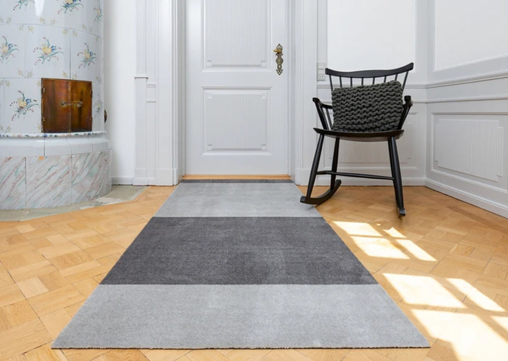 Stripes Horizontal matta stålgrå/ljusgrå, 200x90 cm