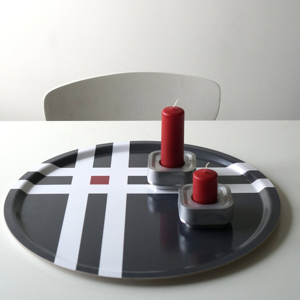 Bricka Cross grå, D 46cm