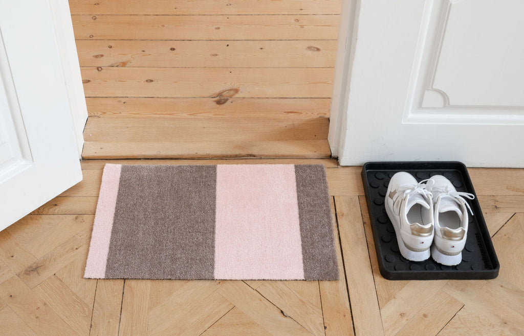 Stripes Horizontal matta sand/ljusrosa, 200x90 cm