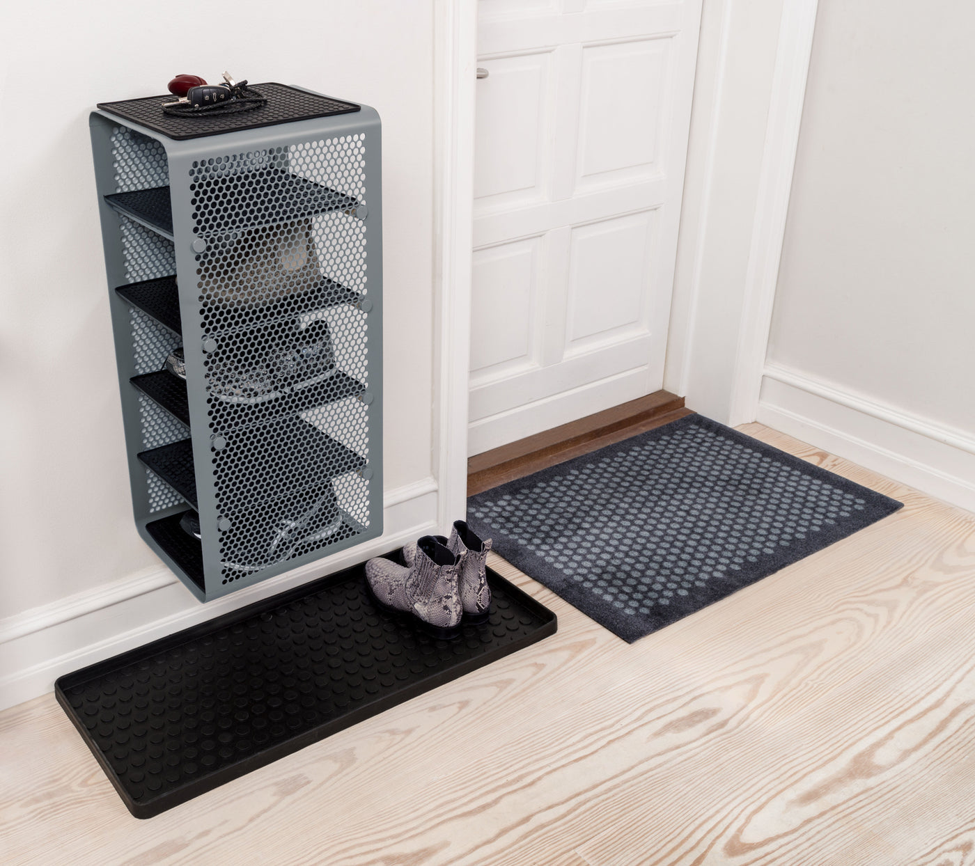 Rack väggmonterad hylla Dot stålgrå, 27x35x75 cm